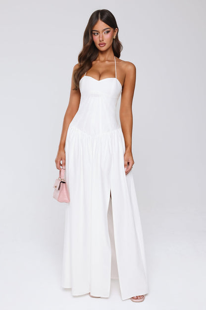 Country Lane Halter Maxi Dress White