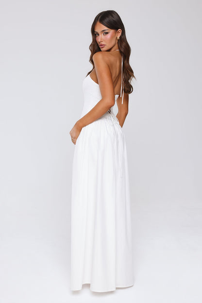 Country Lane Halter Maxi Dress White