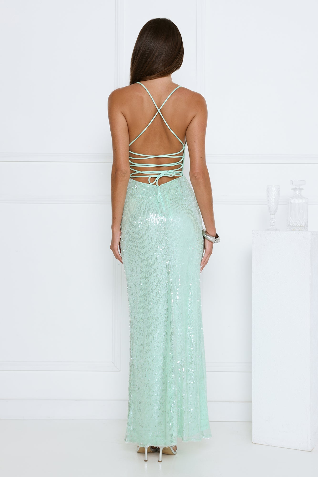 Starlit Shores Sequin Maxi Dress Seafoam