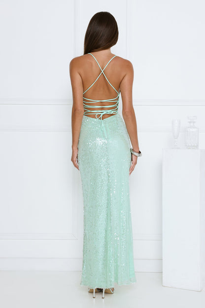Starlit Shores Sequin Maxi Dress Seafoam