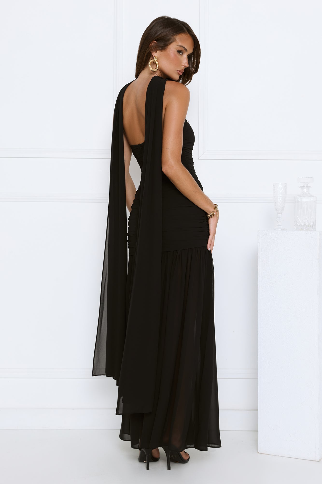 Soirée Glow Strapless Maxi Dress Black