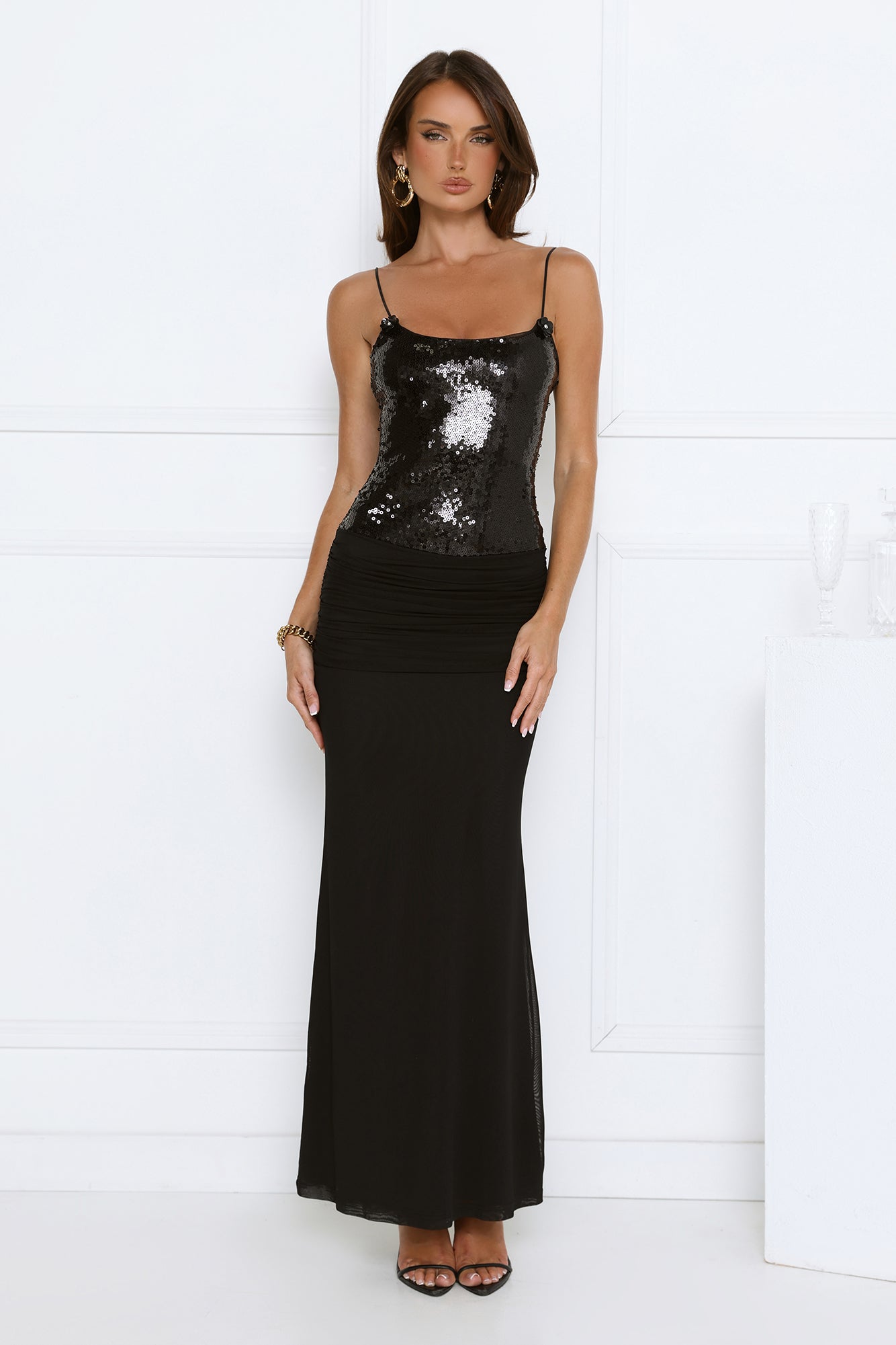 Midnight Shine Sequin Maxi Dress Black
