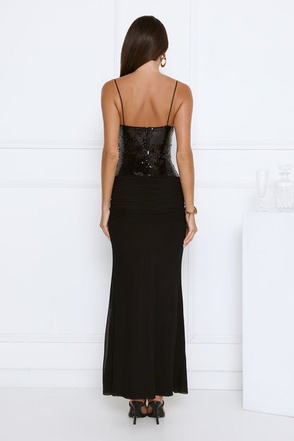 Midnight Shine Sequin Maxi Dress Black
