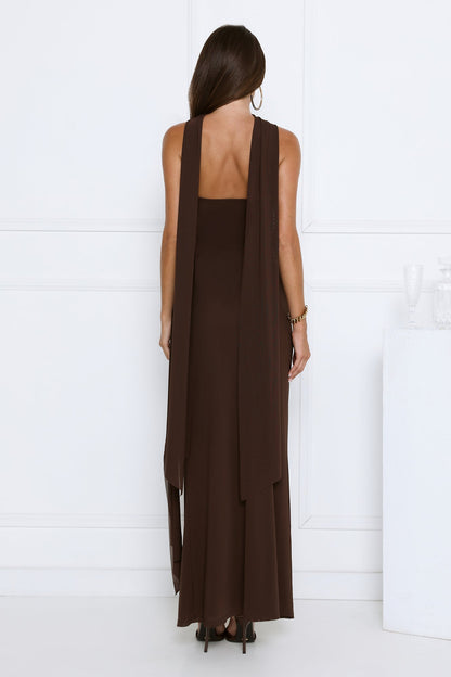 Day To Night Luxe Strapless Maxi Dress Chocolate