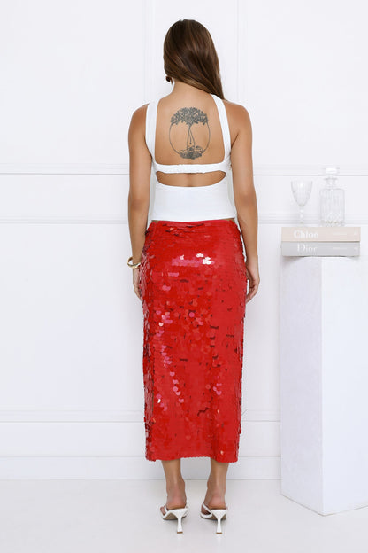 Night Rider Midi Skirt Red