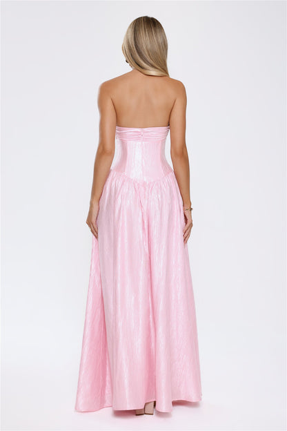 Jewel Of The Night Strapless Maxi Dress Pink