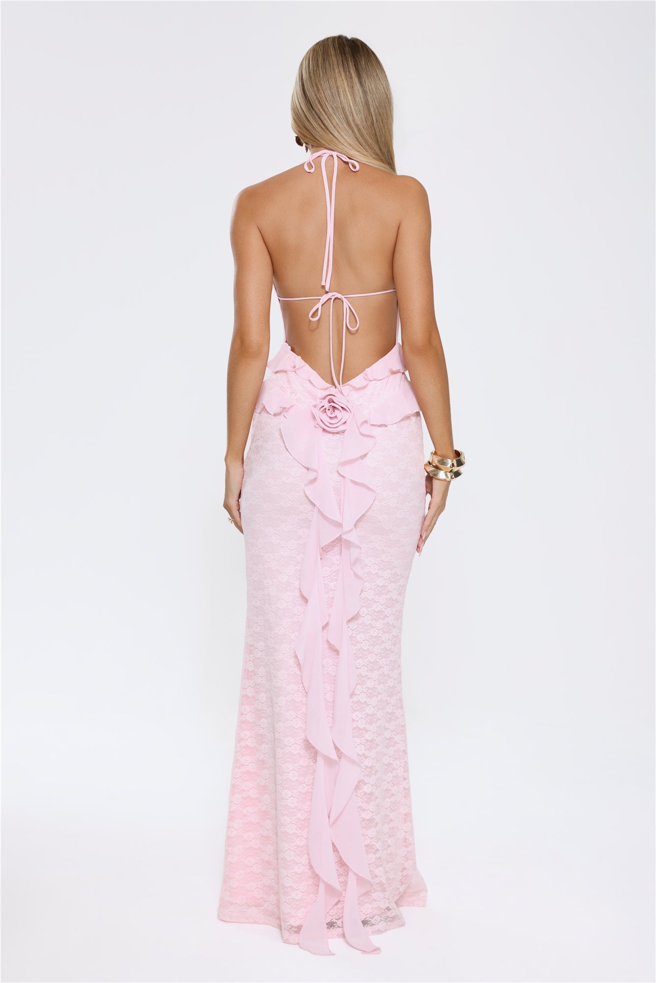 Aurora Serenade Halter Maxi Dress Pink