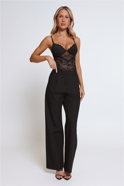 Stylish Structure Tailored Pants Black
