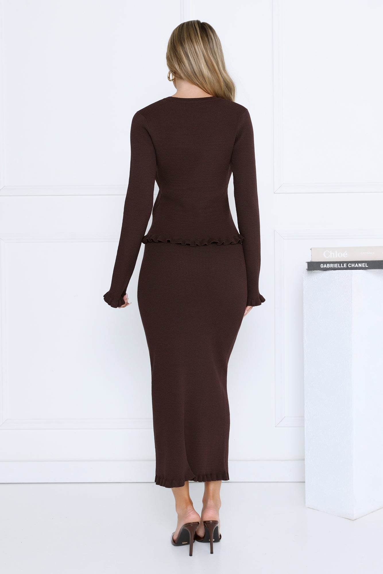After Dark Charm Maxi Skirt Brown