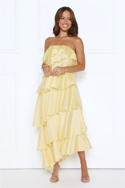 Private Affair Strapless Maxi Dress Yellow