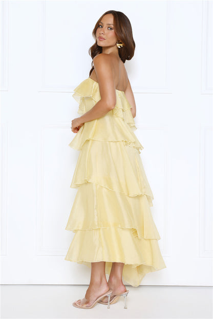 Private Affair Strapless Maxi Dress Yellow