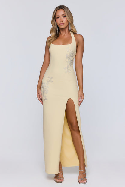 Too Hot To Miss Halter Maxi Dress Yellow