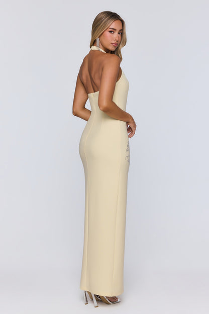Too Hot To Miss Halter Maxi Dress Yellow