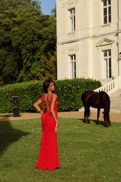Pop Of Drama Maxi Dress Red