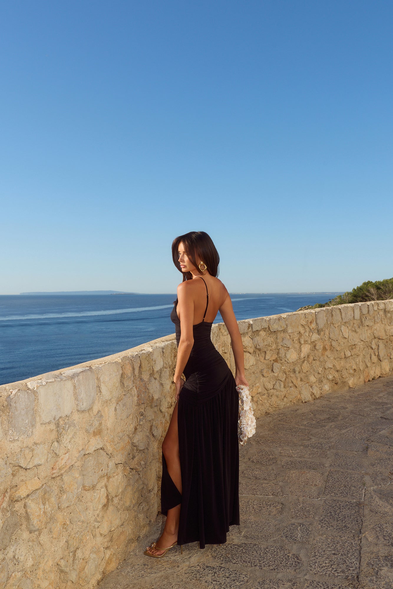 Spun In The Sun One Shoulder Maxi Dress Black