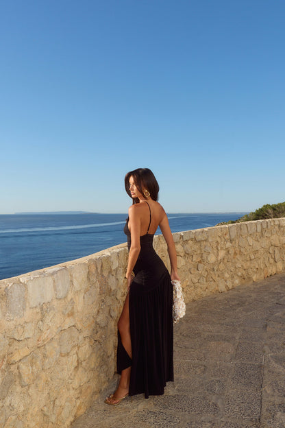 Spun In The Sun One Shoulder Maxi Dress Black