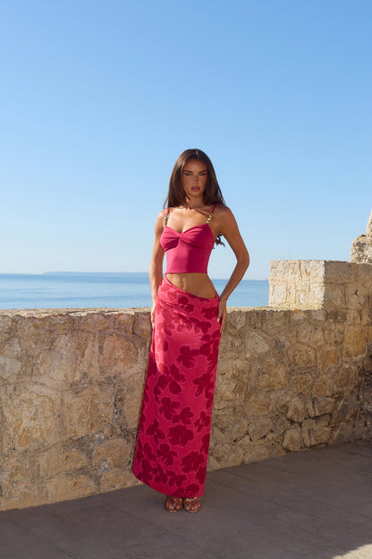 Blushing Petal Maxi Dress Red