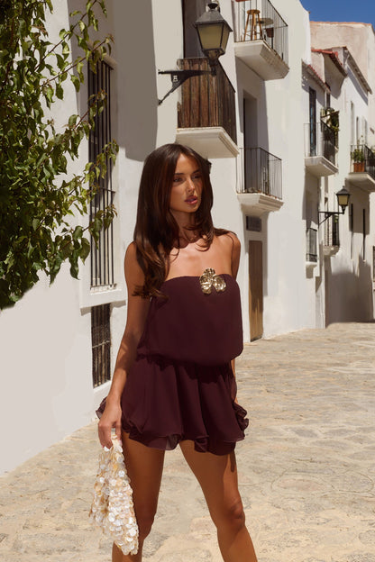 Ocean State Strapless Romper Brown