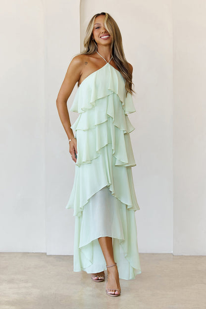 Santorini Breeze Halter Maxi Dress Lime