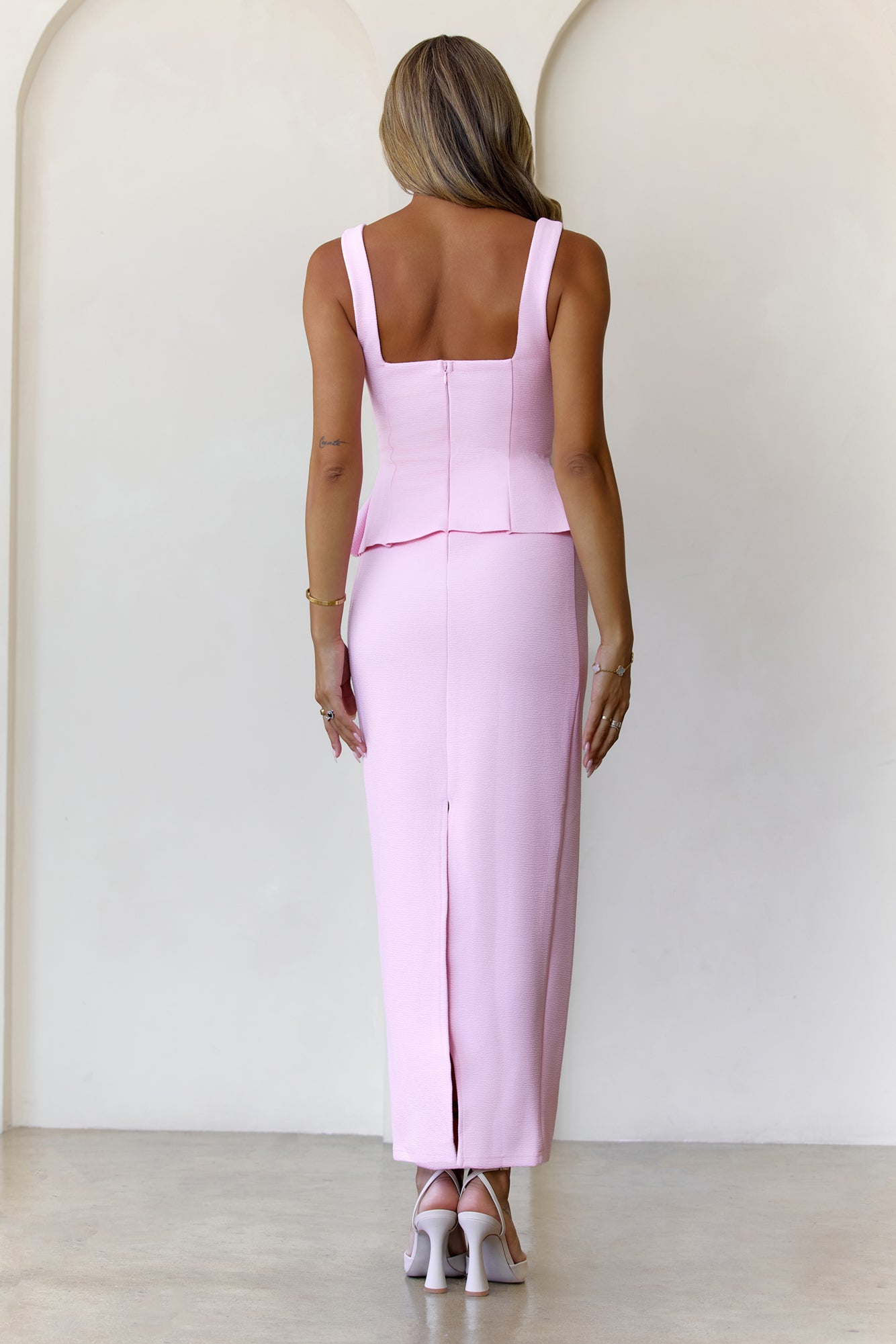 Sculpted Grace Maxi Dress Pink
