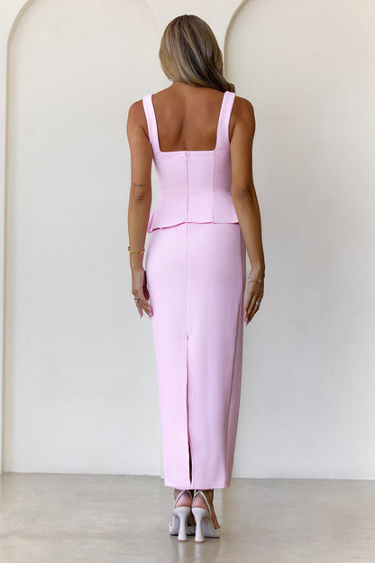 Sculpted Grace Maxi Dress Pink