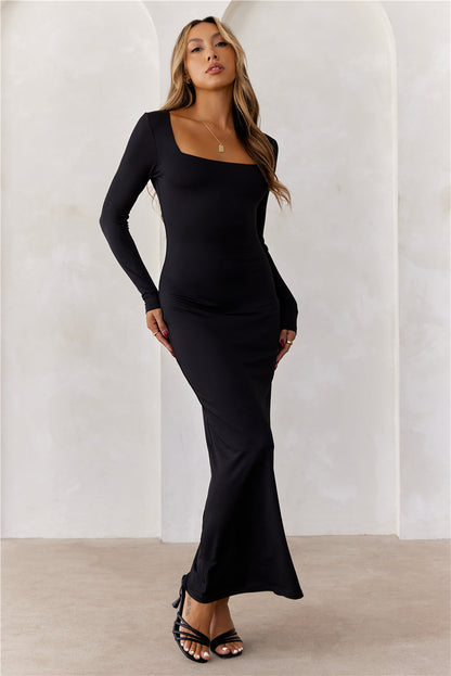 BASE Embrace Shape Long Sleeve Maxi Dress Black