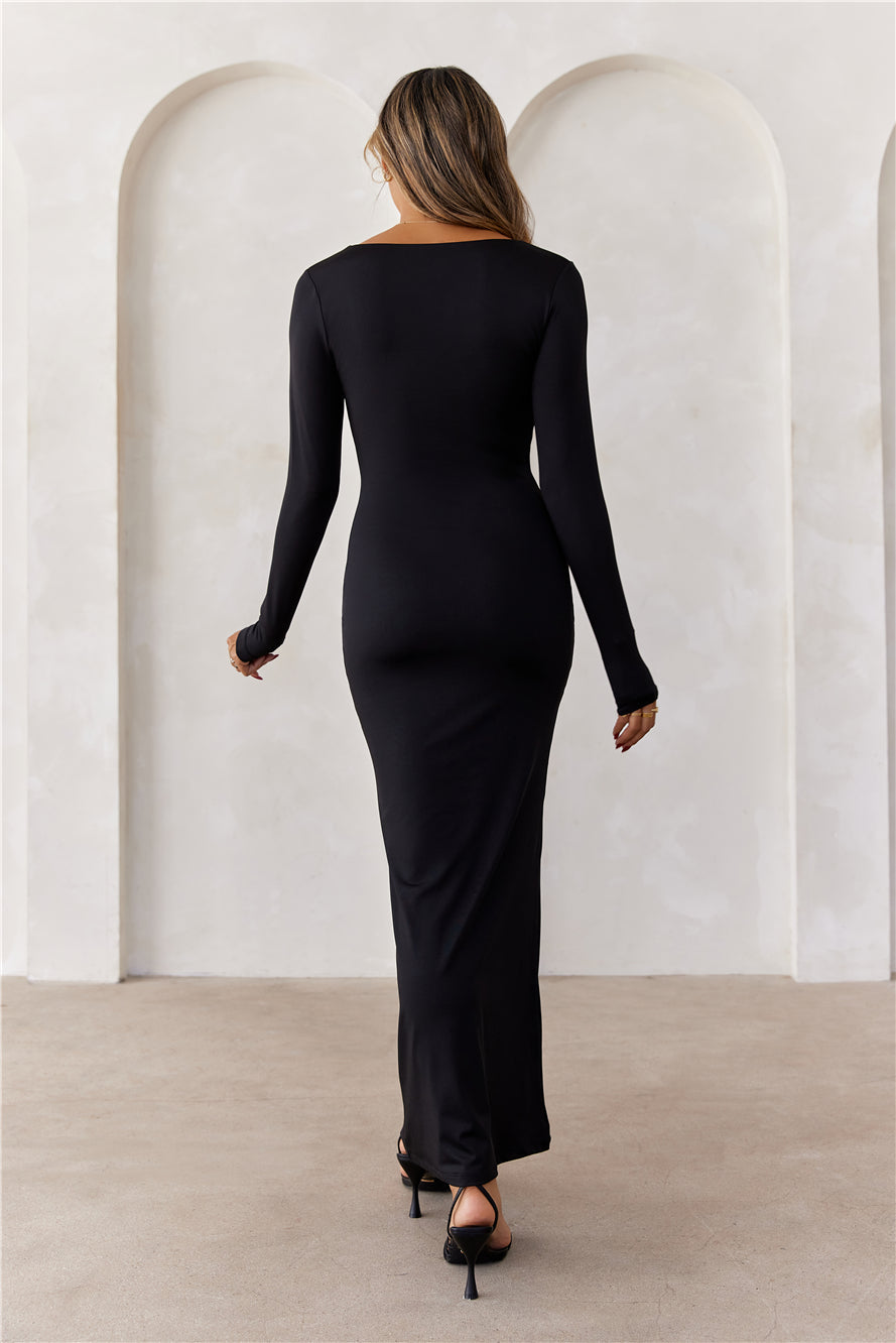 BASE Embrace Shape Long Sleeve Maxi Dress Black