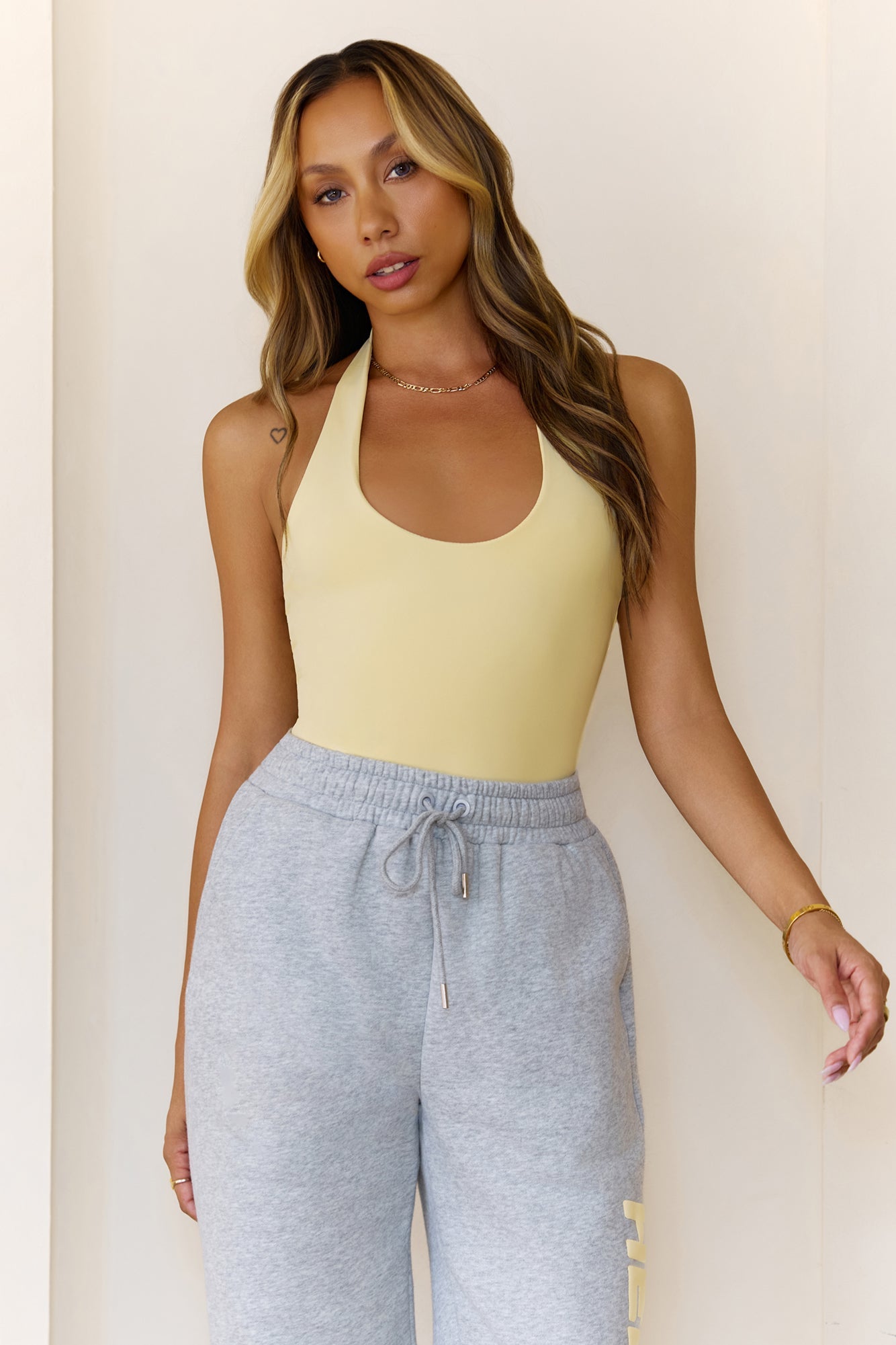 BASE Contour Going Viral Halter Top Yellow
