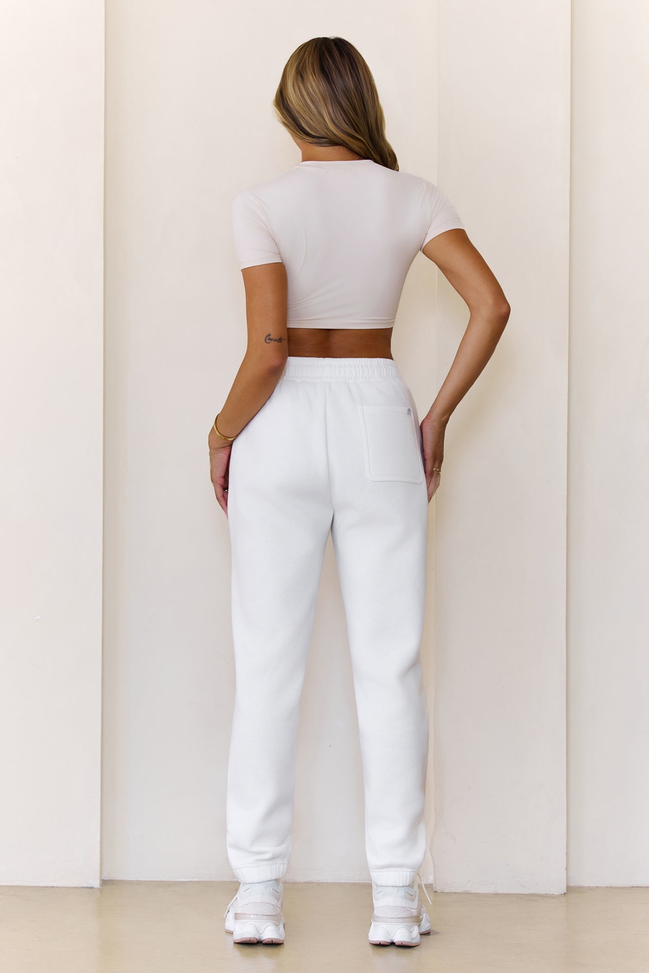 BASE Fleece Cuffed Sweatpants White