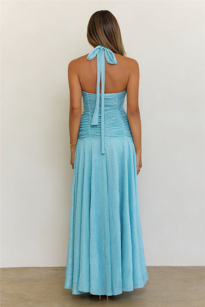 Sea Spell Halter Maxi Dress Aqua