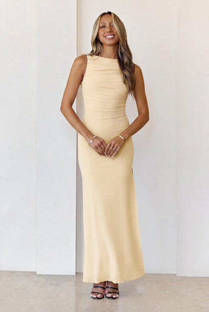 Secret Of The Sun Mesh Maxi Dress Beige