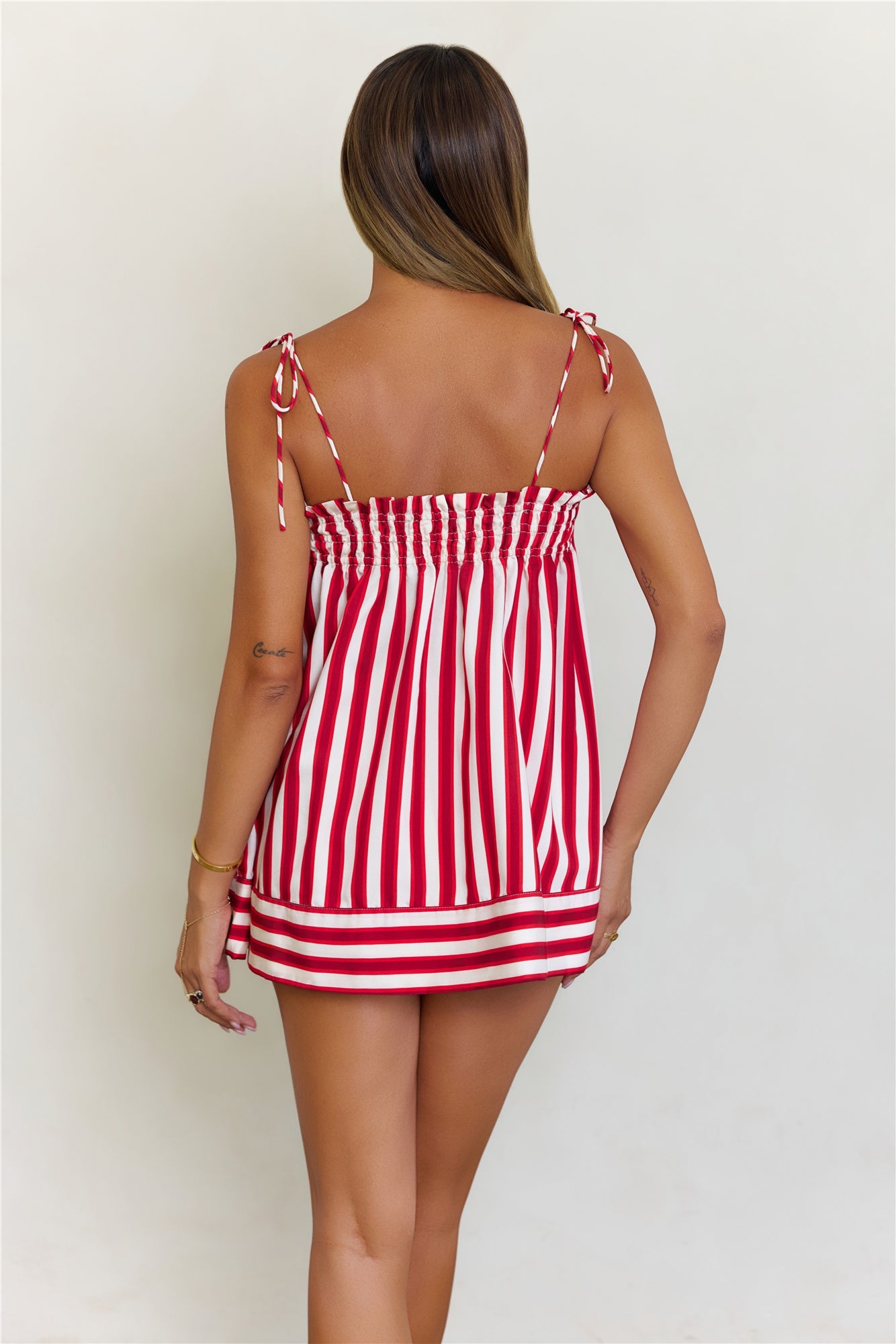 Sailing Away Striped High Waisted Shorts Red