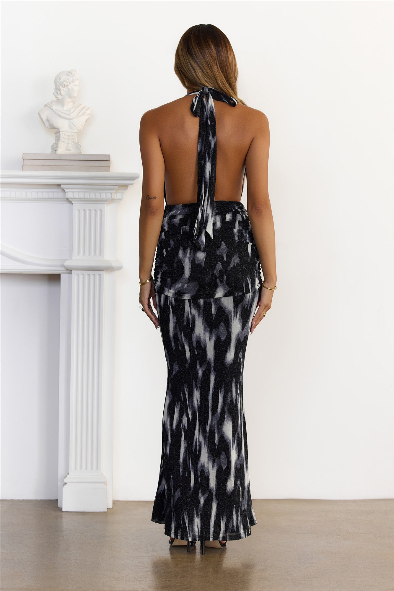 Statement Hour Knit Halter Maxi Dress Multi