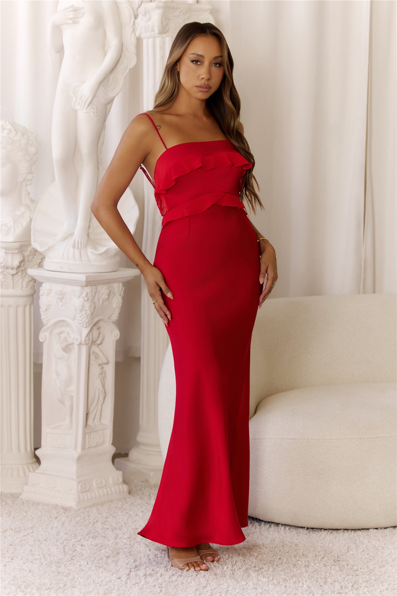 Luxe Lantern Maxi Dress Red
