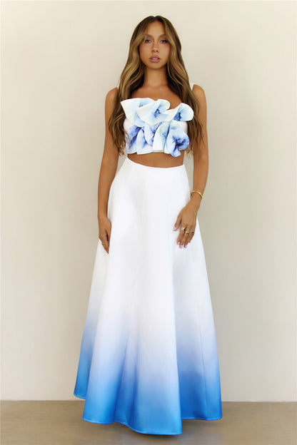 Dreaming Of Orchids Floral Applique Maxi Set Blue
