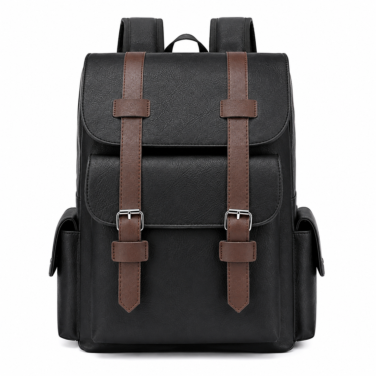 Sac à dos pour ordinateur portable en cuir PU pour homme – Sac à dos de voyage d'affaires 15,6"