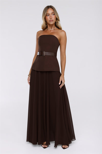 Crisp Lines Maxi Skirt Brown
