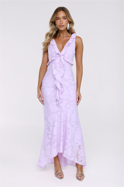 Shimmer Petal Maxi Dress Lilac