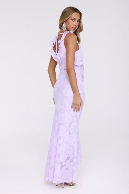 Shimmer Petal Maxi Dress Lilac