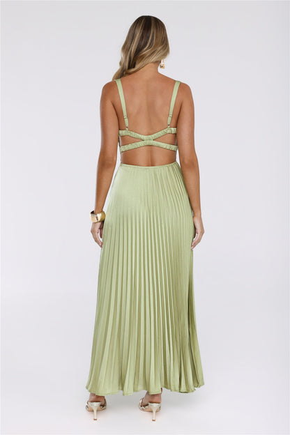 Dazzling Opulence Maxi Dress Lime