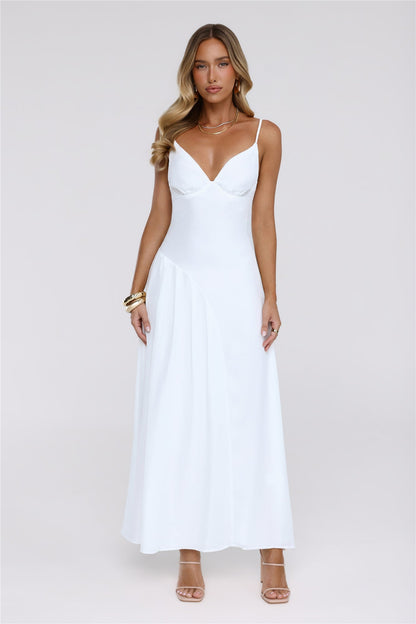 Gilded Whisper Maxi Dress White