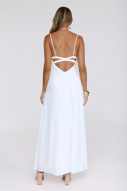 Gilded Whisper Maxi Dress White