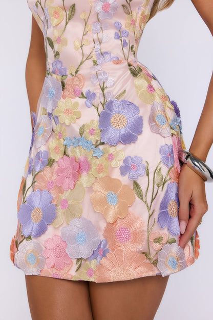 Dream Girl Club Strapless Mini Dress Pink Multi