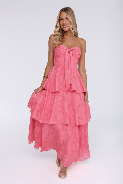 Frost Flare Strapless Maxi Dress Coral