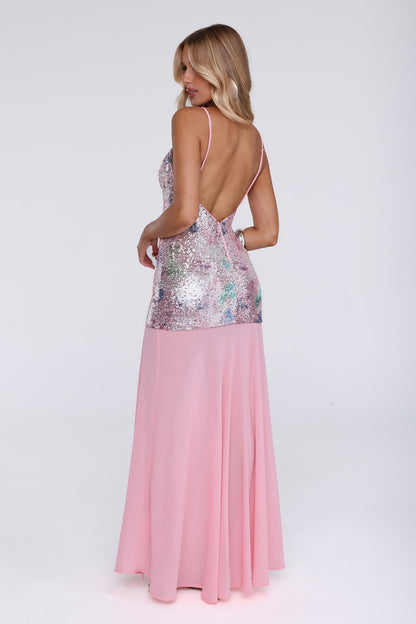 Glitter Glow Embellished Maxi Dress Pink