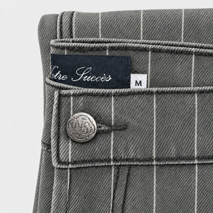 Relaxed Pin Striped Grey Jeans