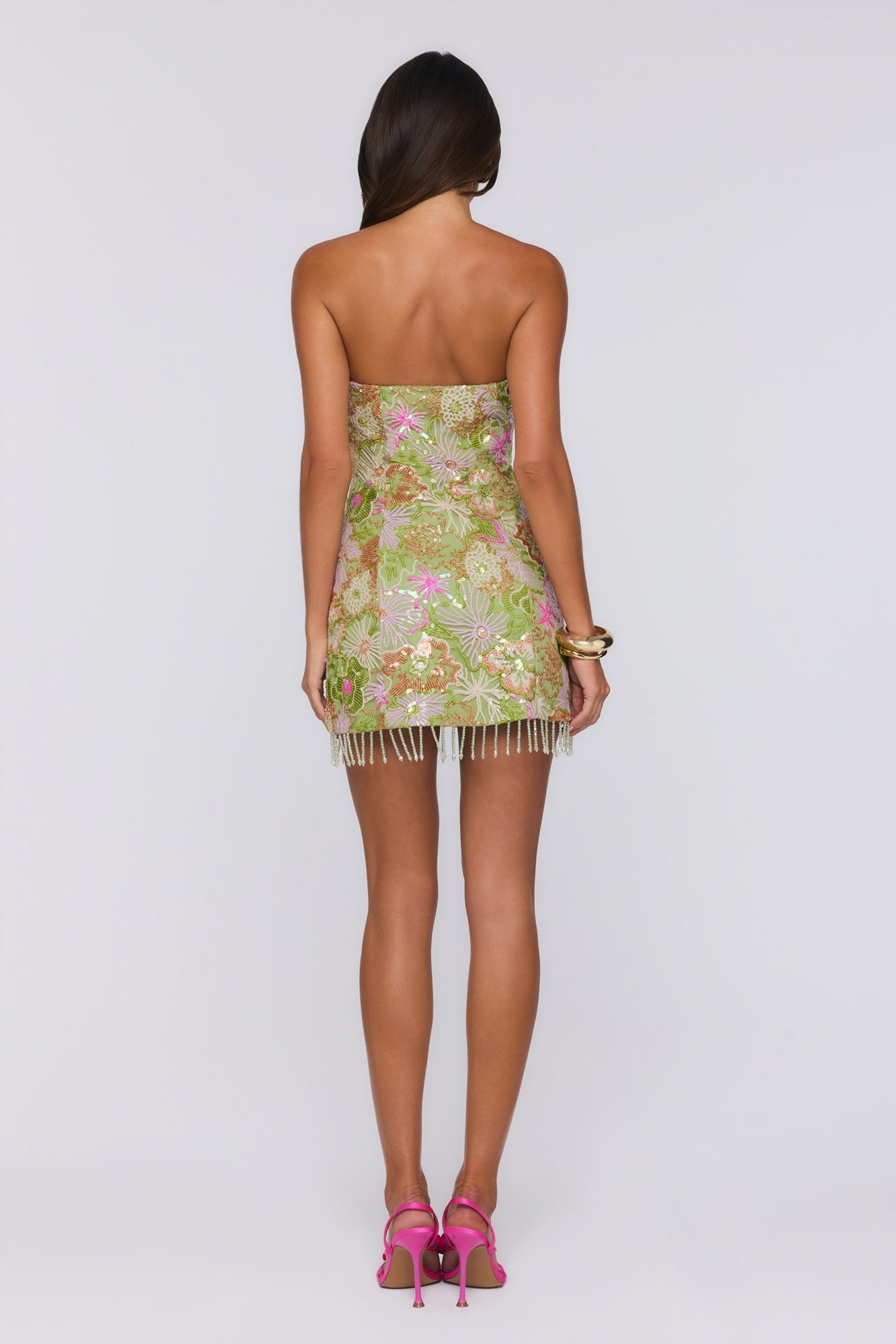 Dressed to Celebrate Embellished  Strapless Mini Dress Multi
