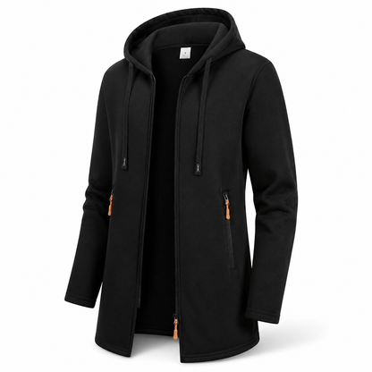Men's Hooded Longline Jacket – Fleece Winter Coat