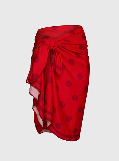 Sugar Storm Sarong Red Polka
