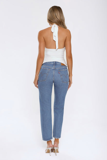 Pretty Rush Halter Top White